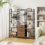 AFLUI Triple Bookshelf with 3 Fabric Drawers, 4-Tier Book Shelf and 10 Display - Image 7