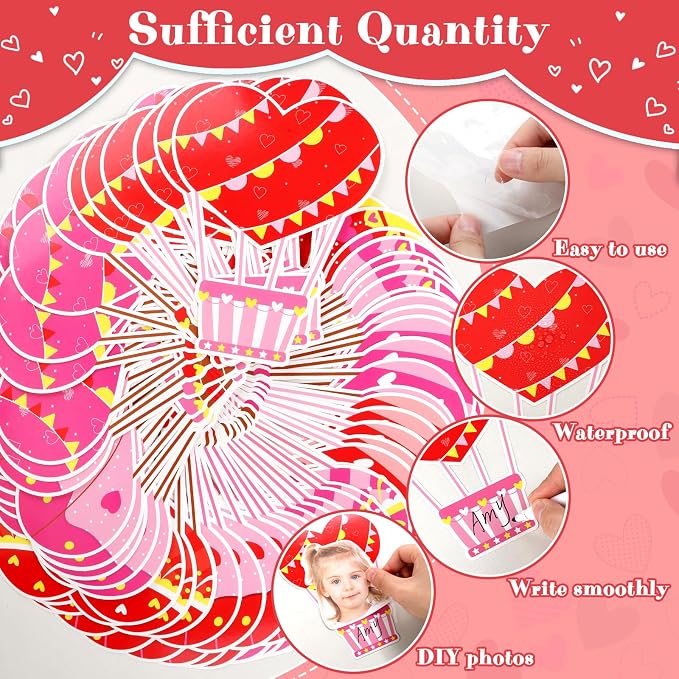 60pcs Valentine's Day Theme DIY Cutouts Hot Air Balloon Bulletin Board - Image 3