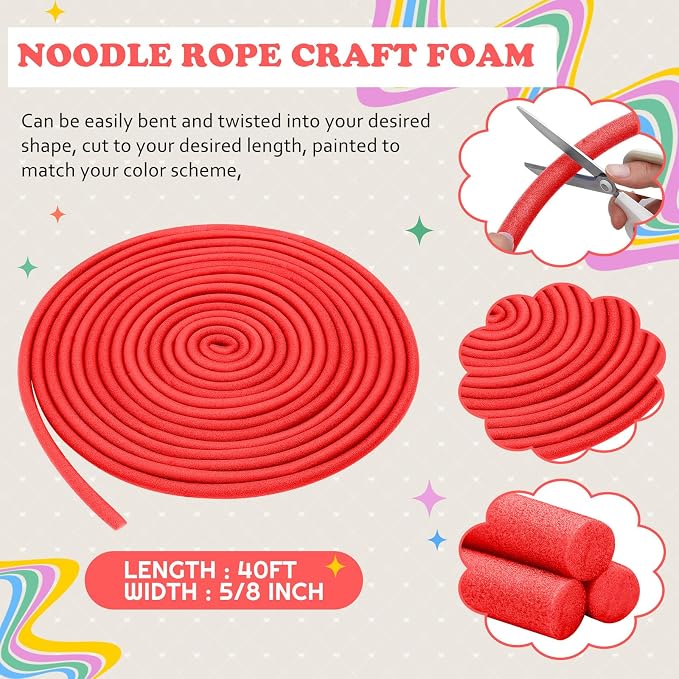 Frienda 5/8 Inch x 40 Ft Red Foam Noodles - Image 2