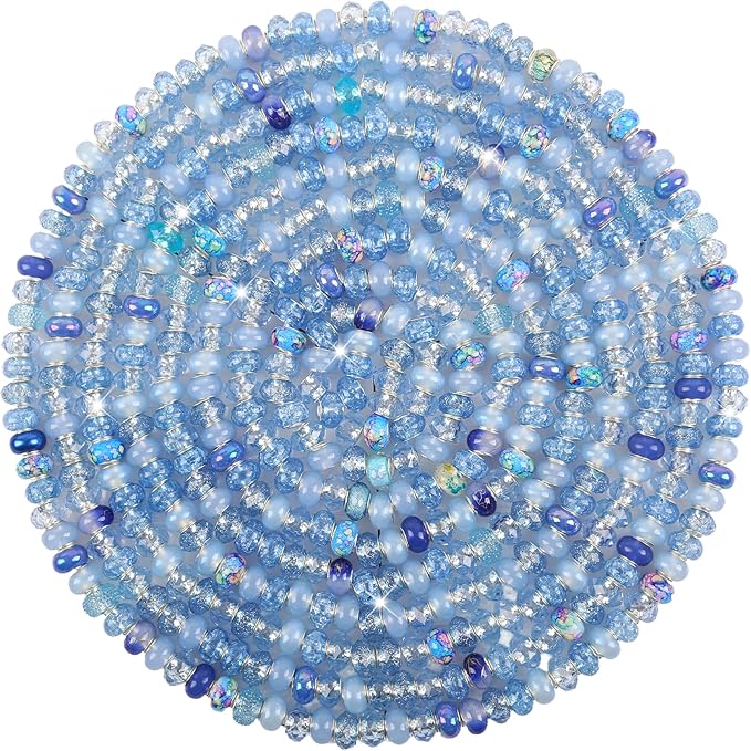 Large Hole Beads Spacer Beads Sky Blue Assorted European Craft Big Beads Large by BRACELETMAKINGKIT
