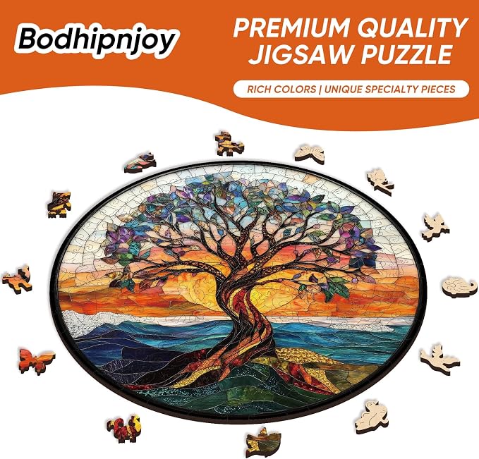 Bodhipnjoy Wooden Puzzles for Adults 500 Pieces, Stained Glass Tree of Life - Image 4