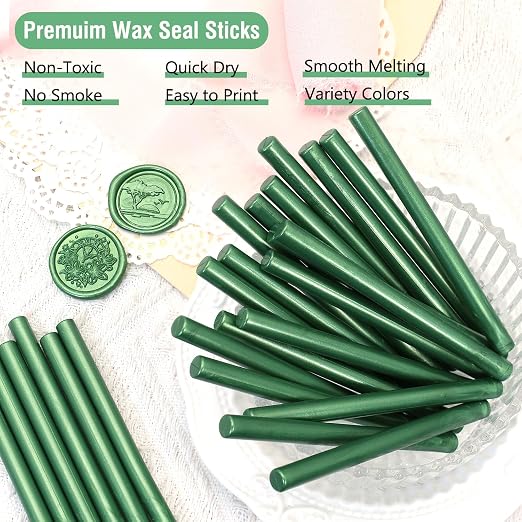 60pcs Wax Seal Sticks, Pine Green Sealing Wax Sticks, HOSEALING Glue Gun Wax - Image 3