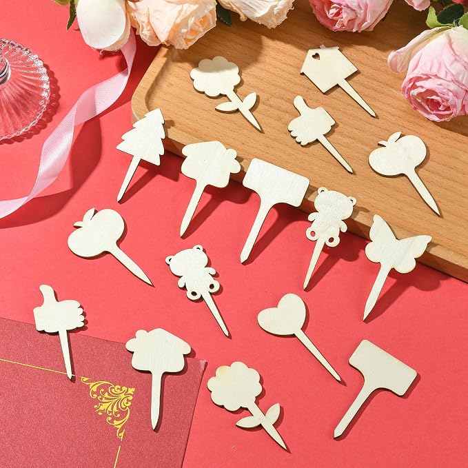 60 pcs 12 Styles Forest Theme Unfinished Wood Cutout Charms Butterfly Heart - Image 5