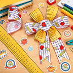 2 Rolls Back to School Wired Edge Ribbons, 12 Yards Apple Pencil Stripe - Image 4