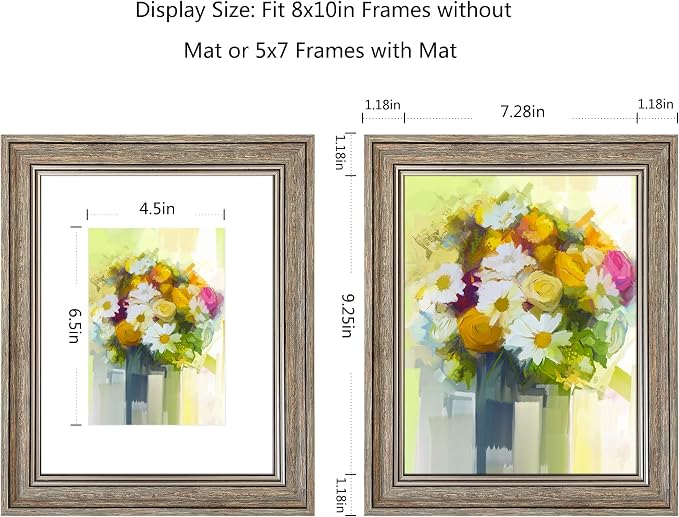 LUCKYLIFE 8x10 Picture Frame Set of 4, Rustic Farmhouse Picture Frames - Image 6