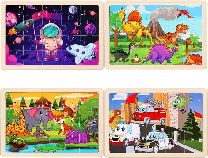 Wooden Puzzles Toys for Kids Ages 3-5, Transportation Wood Toddler Puzzles - Image 3