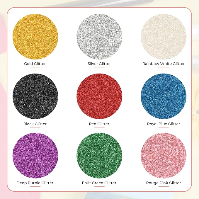 HTVRONT Glitter HTV Heat Transfer Vinyl: 10 Pack 12"x12" Iron on Vinyl | - Image 2