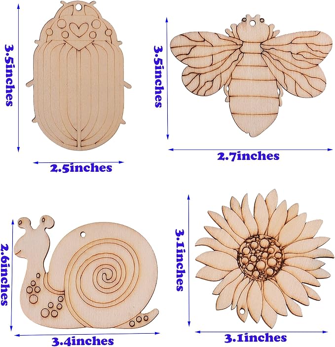 54PCS Unfinished Blank Wooden Cutouts Craft - Image 2
