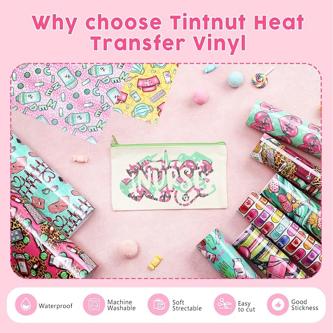 Tintnut Nurse Theme Heat Transfer Vinyl, 10 Sheets 12×10in Iron on Vinyl | - Image 3