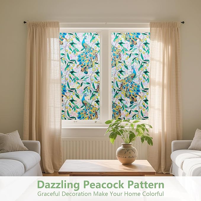 Kromapolis Window Privacy Film, Stained Glass Sticker Floral Window Clings - Image 2