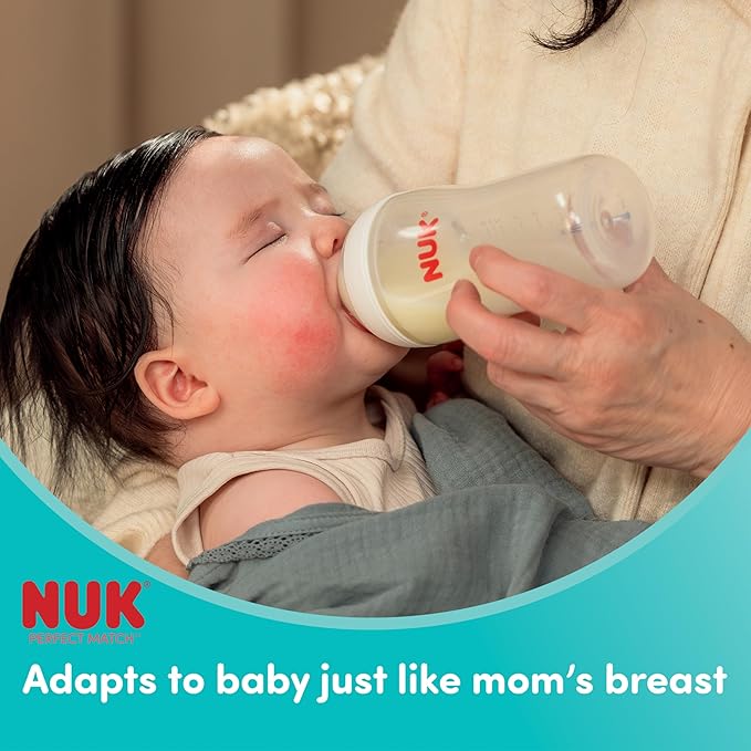 NUK Perfect Match Slow Flow 2-in-1 Natural and Anti-Colic Bottle, 5oz., 4 Pack, BPA Free