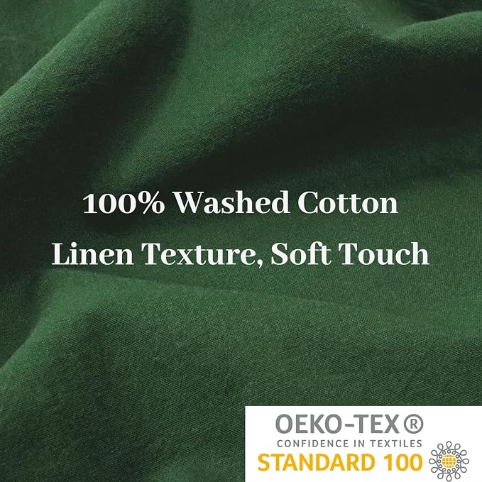 NEXHOME PRO Duvet Cover Set 100% Washed Cotton Full Size Linen Feel Textured - Image 5