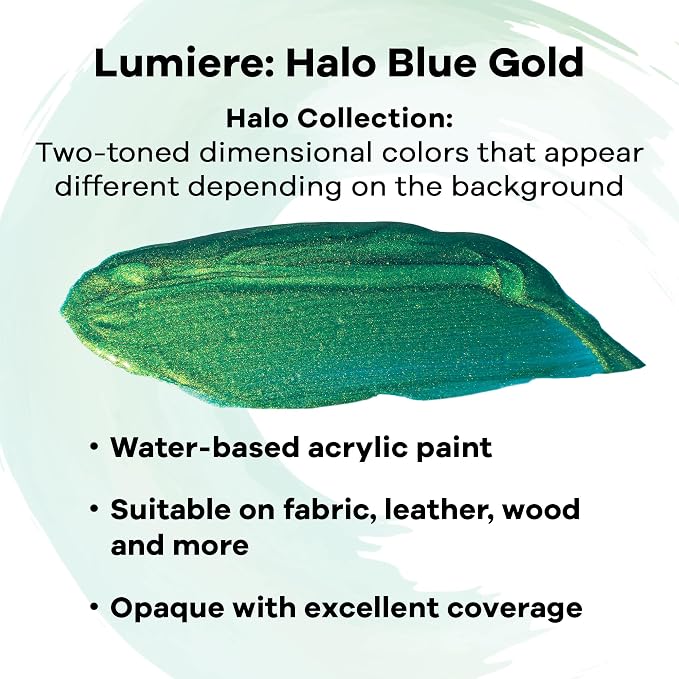 Jacquard Lumiere 2.25oz Fabric Paint Halo Blue Gold - Image 2