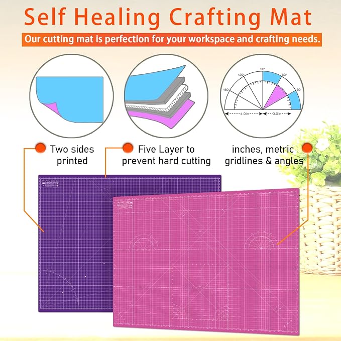 Self Healing Cutting Mat A1 24"x 36" Double Sided Pink Mat - Image 4