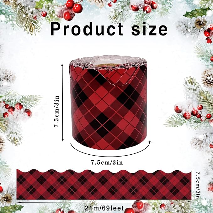 69 Ft Valentine's Day Bulletin Board Borders, Buffalo Plaid Bulletin Board - Image 2