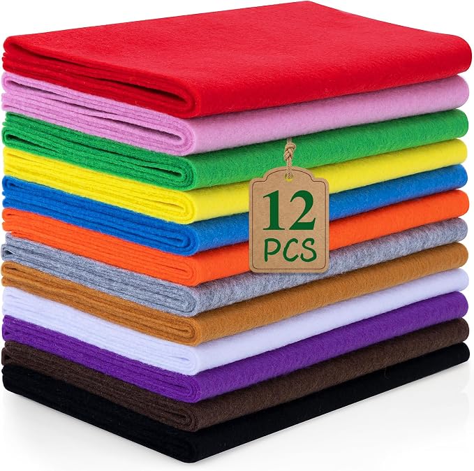 12 Rolls 8"x35" 1.4mm Thick Soft Felt Fabric Sheet 12 Assorted Classic Series by MITINU