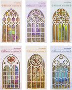 Glazed Flower Window Frame Stickes, 60 Pieces Glitter Holographic Transparent - Image 2