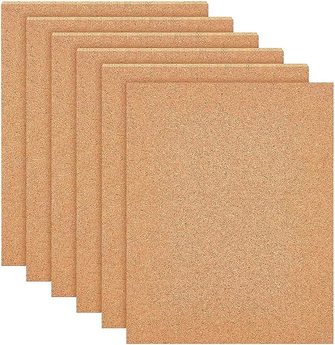 BENECREAT 6 Pack Self-Adhesive Cork Sheets Cork Tiles Cork Mat 12x8 Inch by BENECREAT