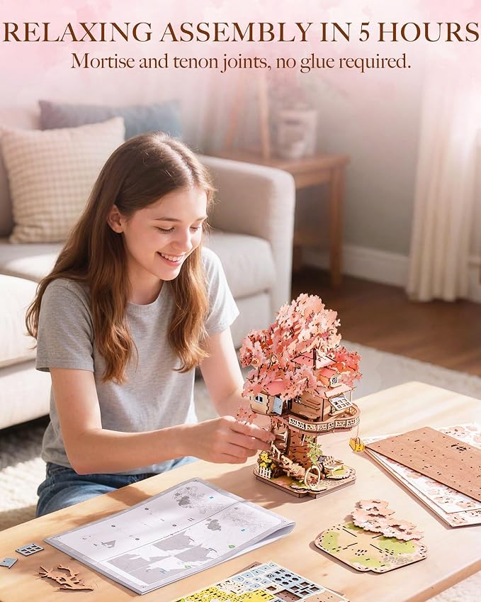 Rolife DIY Miniature House Kits Sakura Tree House 12" 3D Wooden Puzzles - Image 2