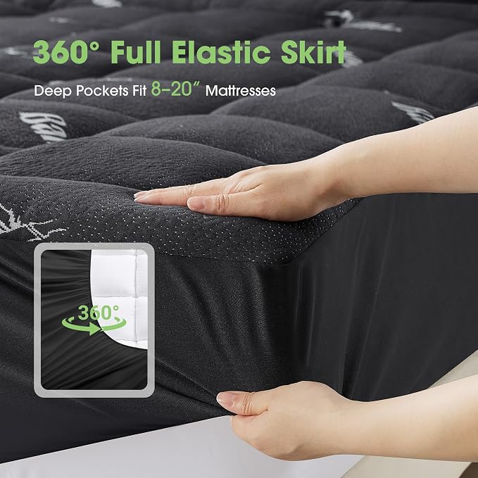 Mattress Pad Queen Size, Cooling Pillow Top Mattress Topper, Ultra Soft Viscose - Image 5