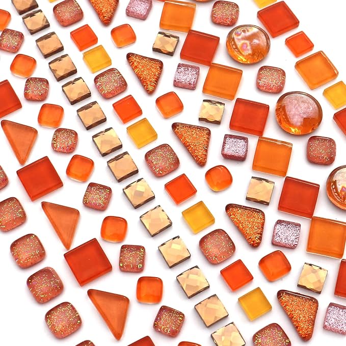 LITMIND Assorted Orange Irregular Crystal Mosaic Tiles, 9oz Value Pack by LITMIND