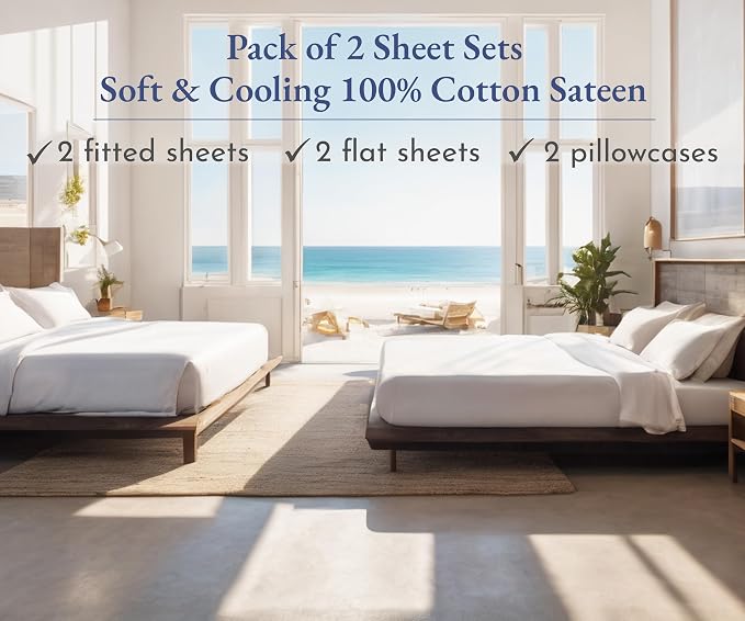 California Design Den 100% Cotton 2-Pack Twin XL Sheet Sets, Soft Extra Long - Image 4