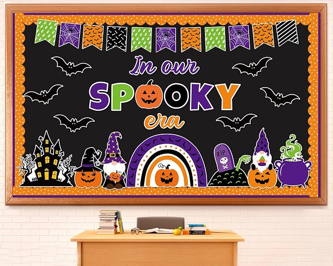 ojustbeok Halloween Bulletin Board Rainbow Pumpkin Ghost Decorations Bat Castle by ojustbeok