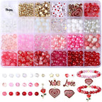 DUQGUHO Valentine's Day Beads for Jewelry Making, 8mm Red Pink White Glass by DUQGUHO