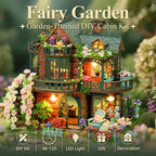 DIY Miniature House Kit with LED Lights, Fairy Garden Wooden Mini House - Image 2
