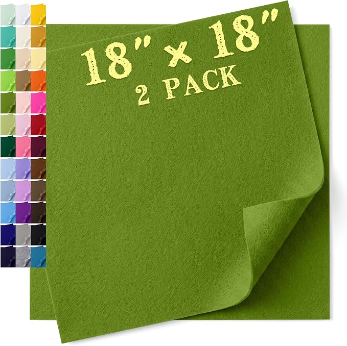 Felt Fabric Sheet 18 x 18 Inch, 1.6mm Thick | Soft and Flexible Nonwoven by MIGLORIA