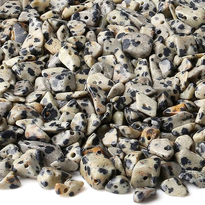 LAIDANLA Dalmation Spot 400pcs Natural Chip Stone Beads 5-8mm Healing Crystal by LAIDANLA