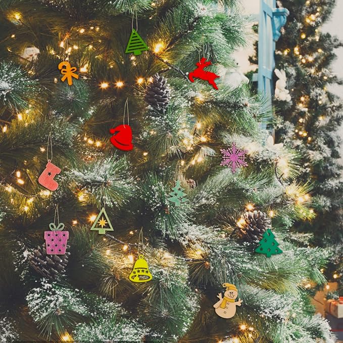 300 Pieces Unfinished Mini Wooden Christmas Ornaments DIY Wooden Christmas - Image 5