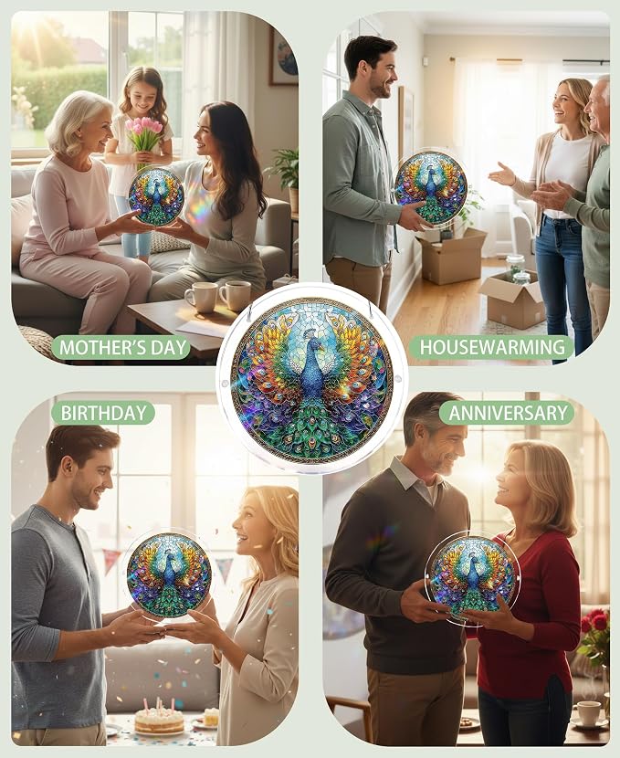 Acrylic Puzzle Suncatcher, Peacock Rainbow Feathers Sun Catcher - Image 4