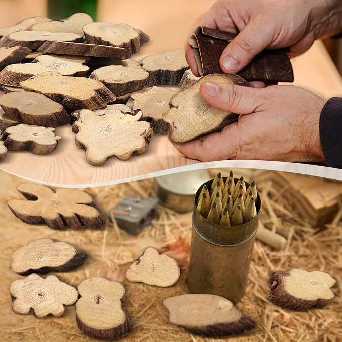 Gerrii 90 Pcs Irregular Wood Slices - Image 6