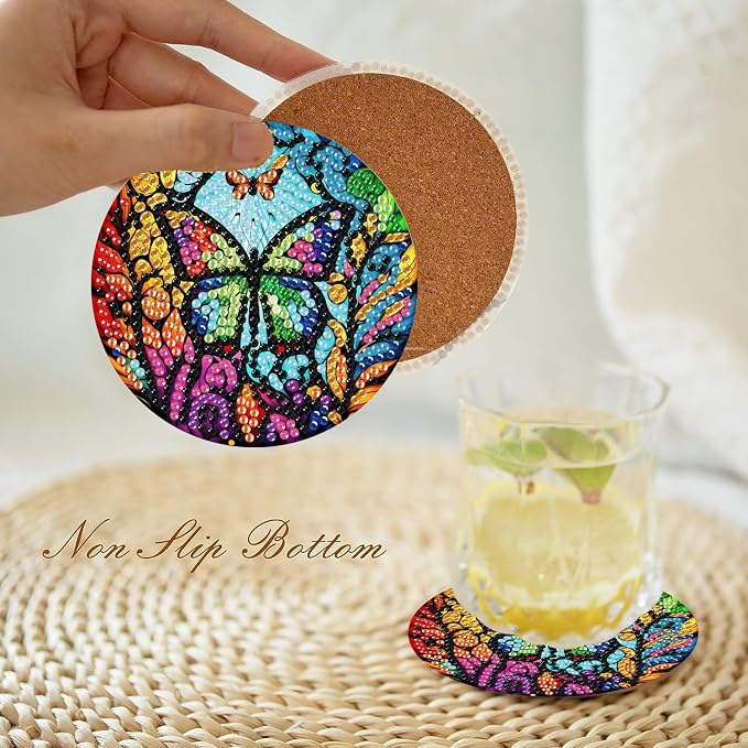 Axquilon 8 Pack Butterfly Diamond Art Coasters Kit - Image 5