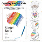 4 Pack Sketch Books, 8.5 x 11 Inch Mini Sketchbook, 68lb/100gsm Spiral Bound - Image 2