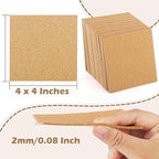 4 X 4 Inches Cork Sheets with Self Adhesive Backing, 2mm Natural Cork Tiles - Image 3