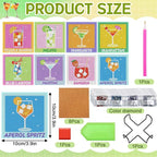 UPINS 8Pcs Cocktail Diamond Art Coasters, Summer Beach Diamond Art Coasters - Image 2