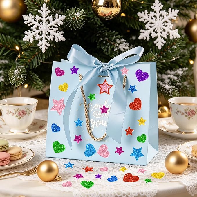 1000PCS Glitter Foam Stickers, Colorful Heart & Star Stickers, Self-Adhesive - Image 6