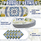 250 PCS Capri Lemon Party Tableware Supplies, Disposable Blue Paper Plates Cups - Image 3