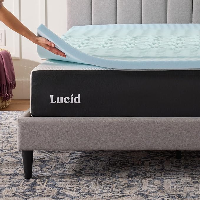 LUCID 2 Inch Gel Memory Foam Mattress Topper, Queen size – 5 Zones – Cooling - Image 6