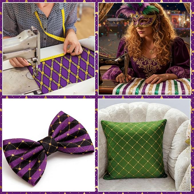 HunnmingRe 20 Pcs 10''x10'' Mardi Gras Quilting Fabric Square Bundle Lily - Image 7