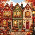 YERUOUIU Fall House Stamped Cross Stitch Kits by Unknown