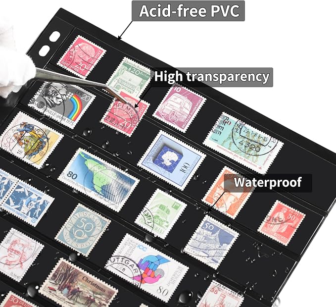 10 Sheets 20 Pages Postage Stamp Album Pages, 8 Pockets 7.7X 1.18in Stamp - Image 4