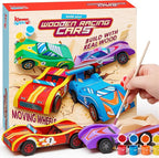 Klever Kits 4 DIY Wooden Race Cars-Build & Paint Your Own Wood Craft Kit by KleverKits