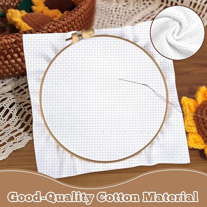 10 PCS White Aida Cloth 14 Count Cross Stitch Fabric | Pre-Cut Squares Fabric - Image 3