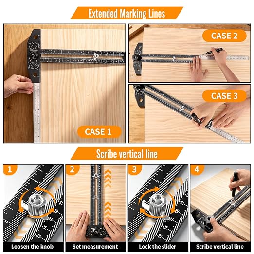 GRENPRO Combination Speed T-Square Ruler Angle Finder Woodworking Tools | - Image 4