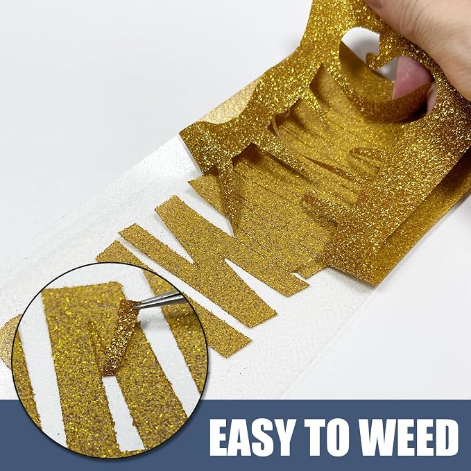 Gold Glitter Heat Transfer Vinyl 12" x 5 ft HTV - Image 5