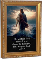Vintage Gold Framed Jesus Wall Art Jesus Walking on Water Christian Canvas by Unknown
