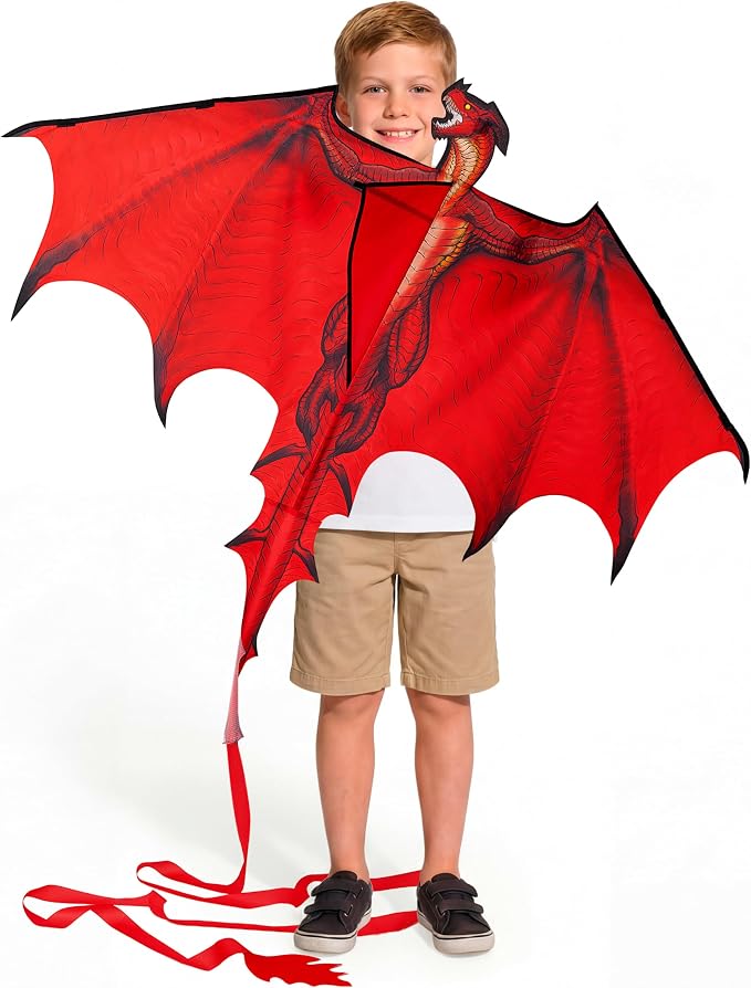 JOYIN Dragon Kites for Kids and Adults, Dragon Red Beach Kite for Outdoor Games - Image 4